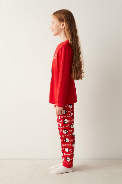 Penti Girl's Sequined Red Pajama Set