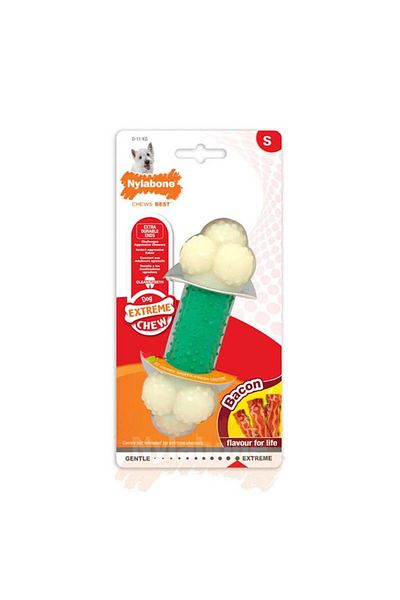 Nylabone Ec Double Action Dog Chewing Bone with Bacon Flavor