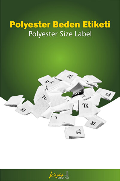 XL Polyester Beden Etiketi / Beyaz - 100 Adet