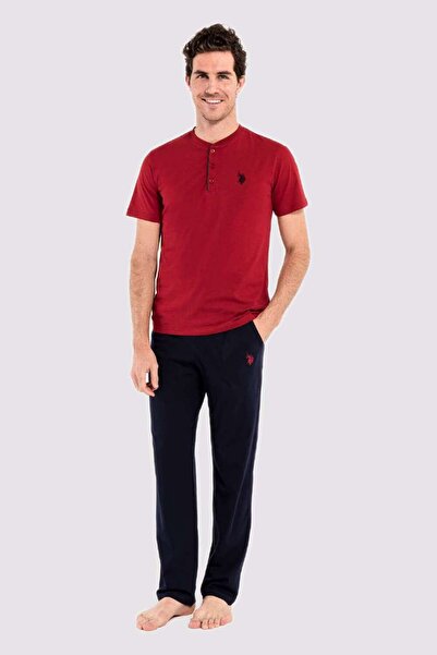 U.S. Polo Assn. Erkek Bordo 3 Lü Pijama Takım