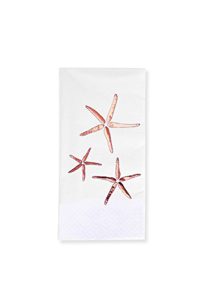 Story 33x33 سم أبيض اللون - منديل ورقي منقوش باللون الوردي والذهبي ونجم البحر...