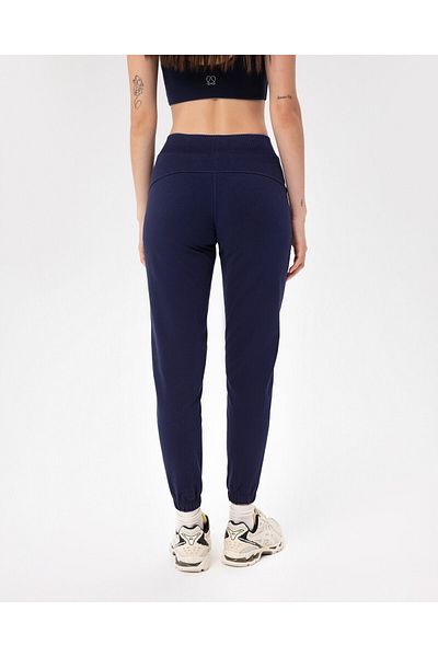 Ayma Active Μπλέ Navy Φούτερ Jogger από οργανικό βαμβάκι με ψηλόμεσο μέσο