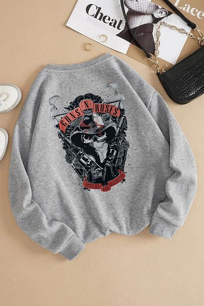 Massgai Guns N' Roses Printed Unisex Oversize φούτερ - Crew Neck Hoodie