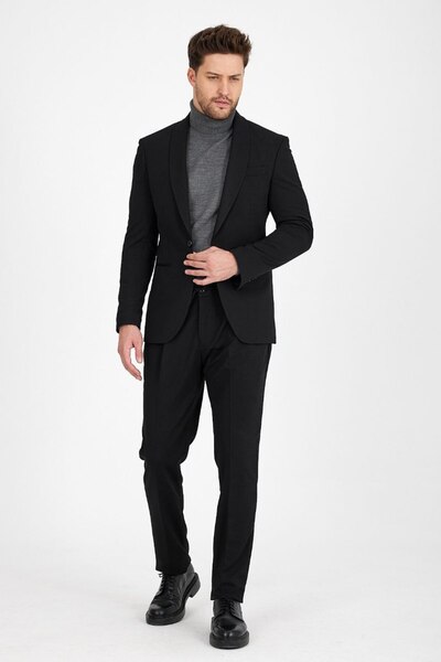 Savira Slimfit Men's Sports Suit Shawl Collar Drop 6 Knitted Fabric