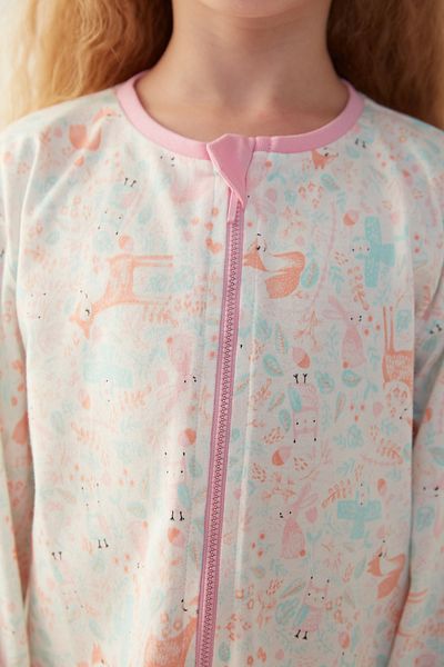 Penti White Girl's Gazelle Printed Jumpsuit
