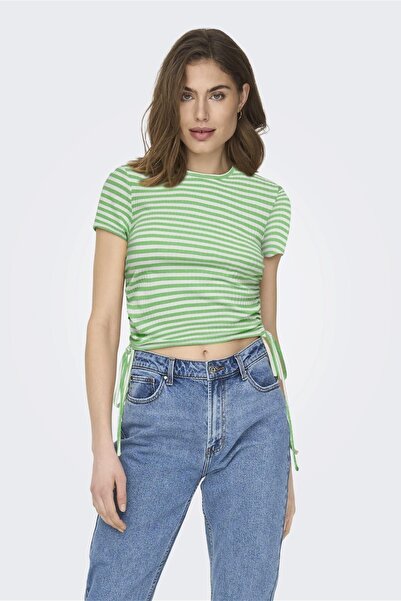ONLY ONLWENDY S/S RUCHING TOP JRS 15284982 ΠΡΑΣΙΝΟ
