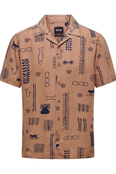 Only & Sons Onsalvin Reg SS - AOP Resort Coral T-Shirt 22029104