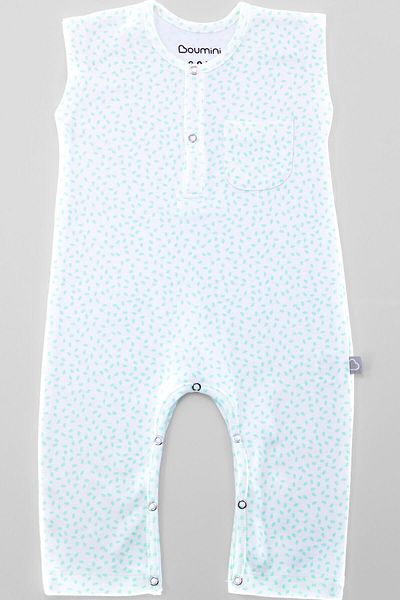 Boumini Sleeveless Long Legged Snap Fastener Baby Jumpsuit Leaves Mint