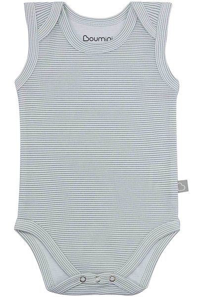 Boumini Black Striped Cotton Baby Bodysuit - Snap Fastener, Envelope Collar Undershirt