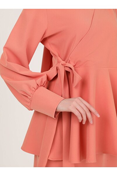 Refka Dark Salmon Tunic and Skirt Double Set - Flywheel Detail