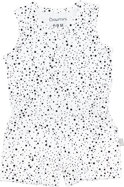 Boumini Star Powder White Sleeveless Elastic Waist Shorts Jumpsuit Salopet