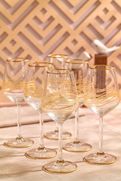 Anadolia Wavy Motif Glass Wine Glass Set of 6
