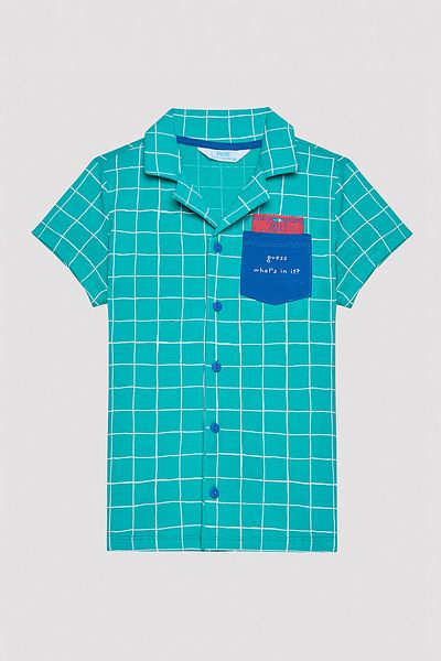 Penti Boy's Snacks Buttoned Multicolor Pajamas Set