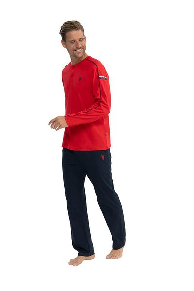 U.S. Polo Assn. Men's Red Patchwork Pajama Set