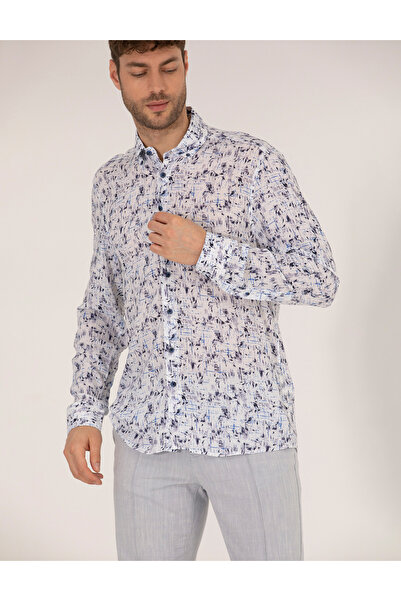 Pierre Cardin Синя сорочка Slim Fit з довгими рукавами 50265005-VR033