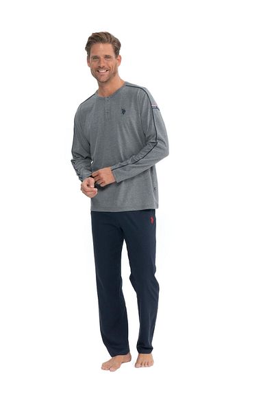 U.S. Polo Assn. Η.Π.Α. Polo Assn. Ανδρικό Σετ Πυτζάμες Anthracite Melange - Σετ Πατιλέτα