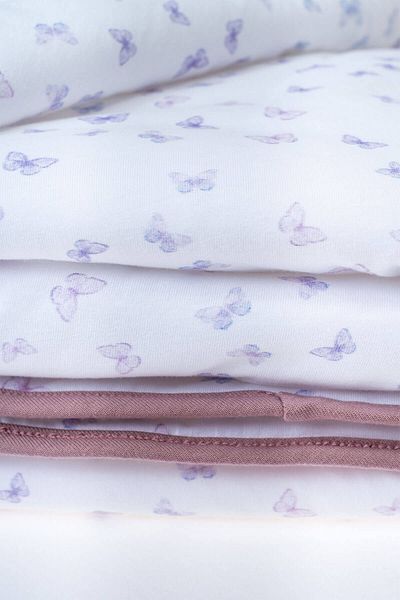 Boumini 100X150 cm Lilac Cotton Baby Blanket - Double Sided Butterfly Patterned Fiber