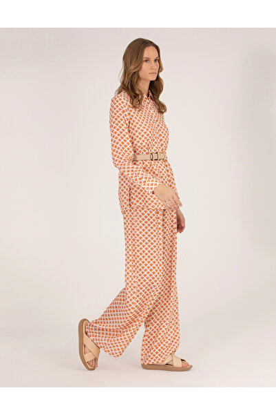 Pierre Cardin Πορτοκαλί Παντελόνι με Ψηλή Μέση και Χαλαρή Εφαρμογή 50265948-V...