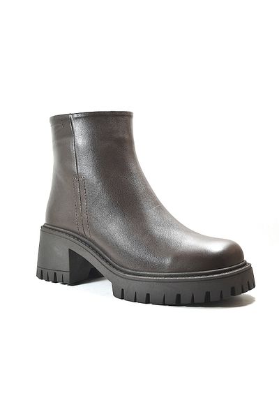 Onlo Ayakkabı Onlo Shoes MA.3105 Γυναικείες μπότες από γνήσιο δέρμα καφέ χοντρή σόλα