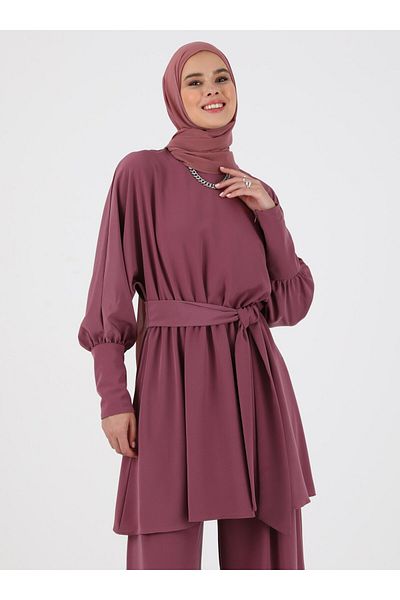 Refka Dusty Rose Tunic and Trousers Evening Dress Set