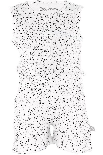 Boumini Star Powder White Sleeveless Elastic Waist Shorts Jumpsuit Salopet