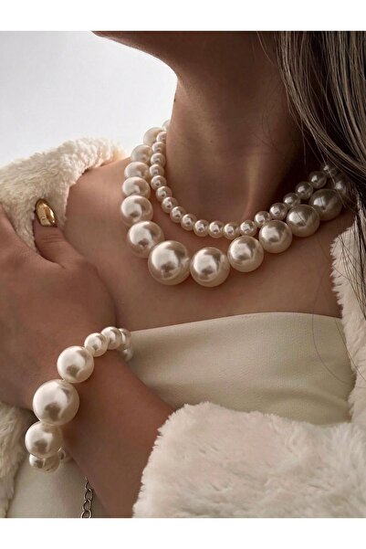 Jerberaa takı 3’lü İnci set kolye bileklik takım
