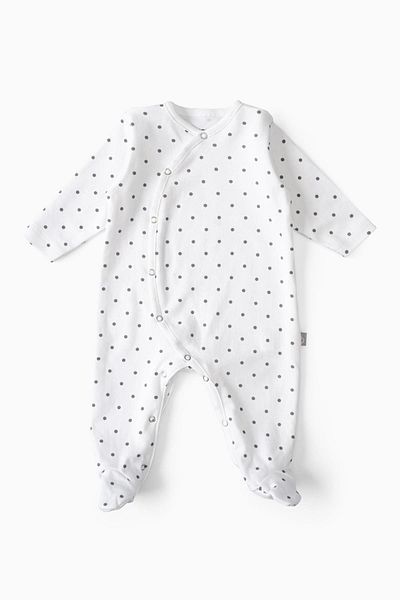 Boumini Baby Booties Jumpsuit Gray Polka Dot