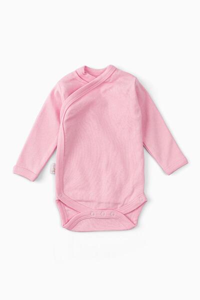 Uygun Bebe Pack of 2 100% Cotton Long Sleeve Double Breasted Baby Snap Bodysuit Pink