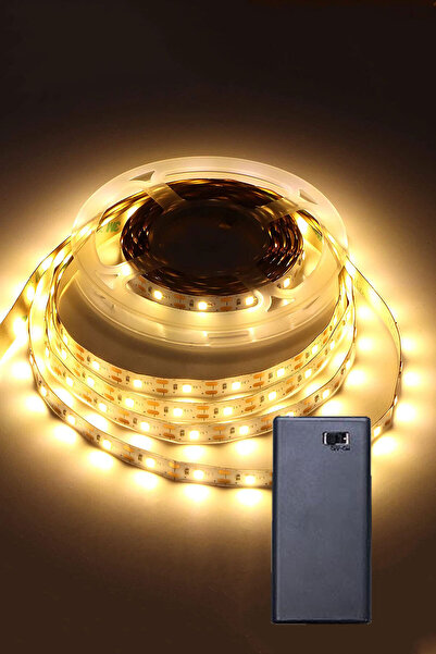 Beyaz Pırıltı Günışığı Renk Pil Ile Çalışan Şerit Led 1,5 Metre Pilli Şerit L...