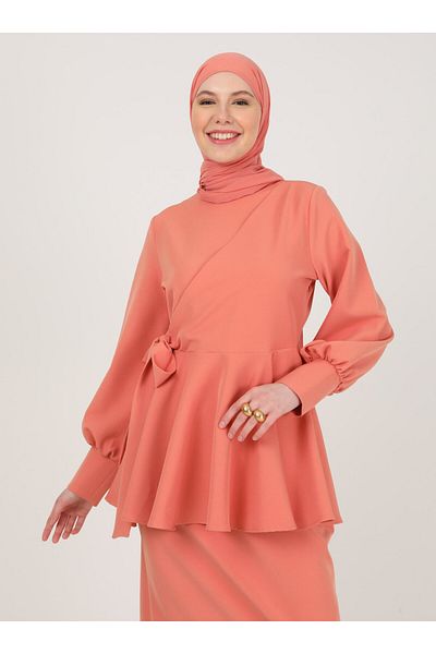 Refka Dark Salmon Tunic and Skirt Double Set - Flywheel Detail