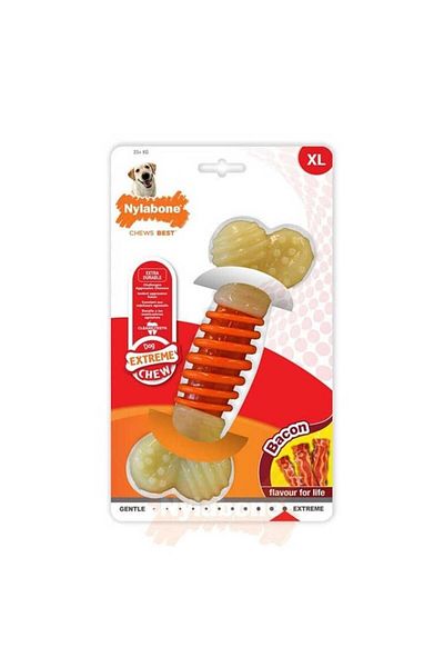 Nylabone XL Ec Pro Action - Flavored Pig Bacon and Dog Chewing Bone