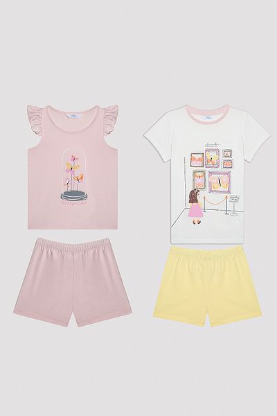 Penti Girl's Butterfly Multicolored 2-Piece Pajama Set