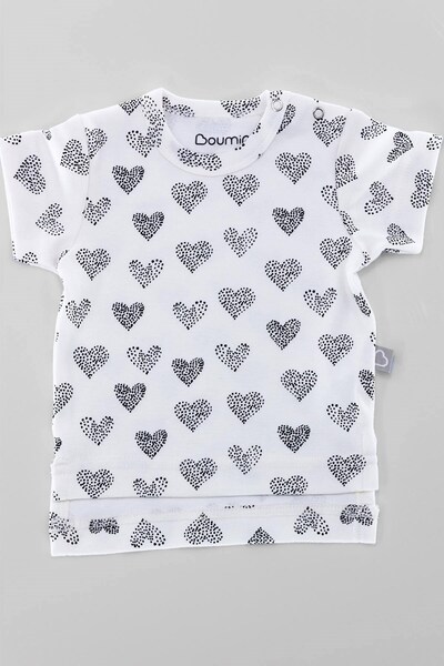 Boumini Baby Kids T-Shirt Shorts Set Hearts White
