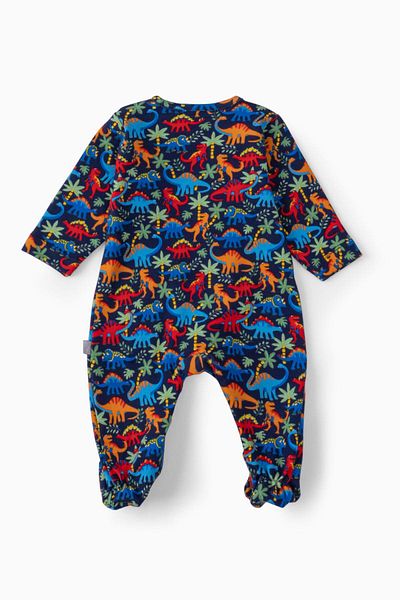 Boumini Baby Booties Jumpsuit Dinosaur Patterned Navy Blue