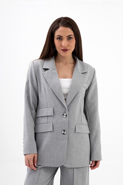 VAPUR TEKSTİL Polyviscose Jacket - Three Pocket Flap, Crest Detail, Dark Gray