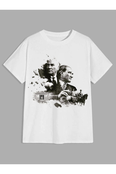 MAGORS 10 KASIM ÖZEL MUSTAFA KEMAL ATATÜRK BASKILI BİSİKLET YAKA KISA KOLLU T...