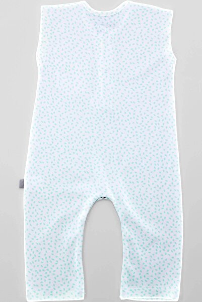 Boumini Sleeveless Long Legged Snap Fastener Baby Jumpsuit Leaves Mint