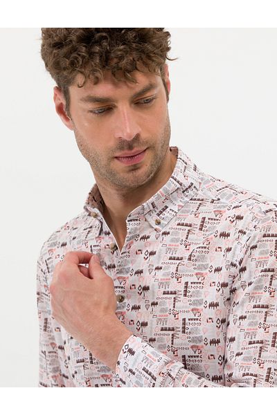 Pierre Cardin Μπεζ μακρυμάνικο πουκάμισο Regular Fit 50269435-VR011