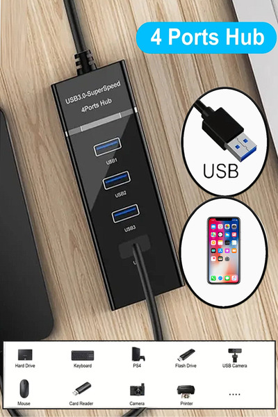 Beatitude Portatif 3.0 Usb Hub 4 Girişli Çoğaltıcı PC Laptop Uyumlu Adaptör 3...