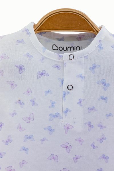 Boumini Lilac Butterfly Print Baby Cotton Short Sleeve Shorts Romper