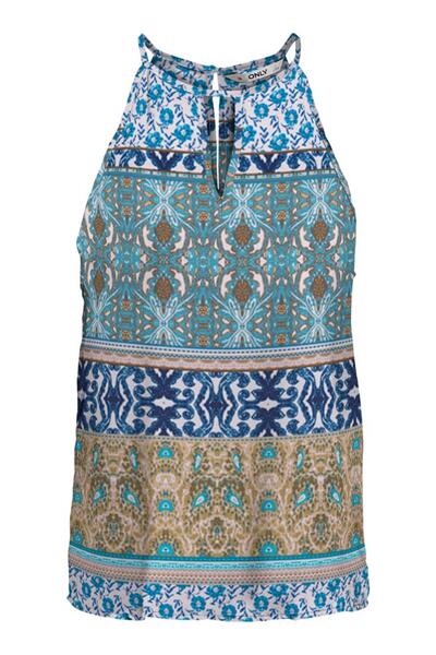 ONLY Onlalma Life Vis S/L Keyhole Top Aopblue