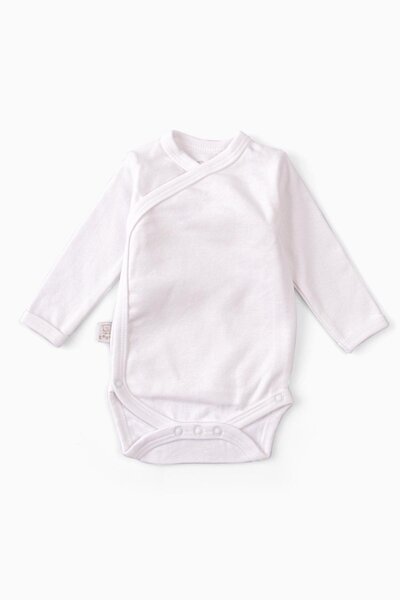 Uygun Bebe Pack of 2 100% Cotton Long Sleeve Double Breasted Baby Snap Bodysuit White