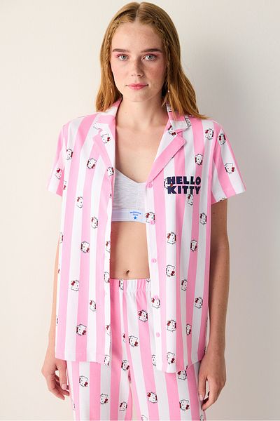Penti Set de pijamale din bumbac alb Sanrio Happy, cămașă și pantaloni