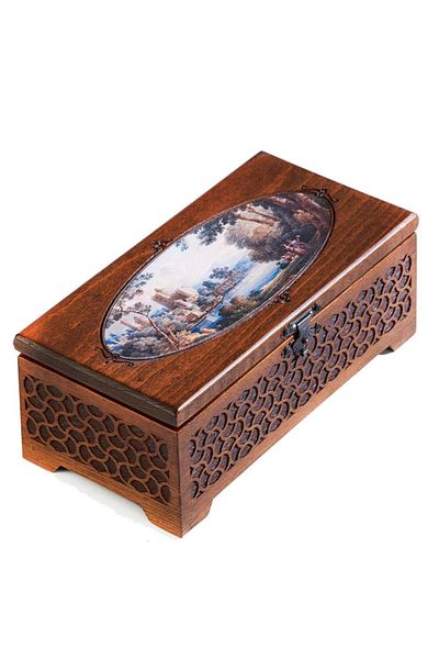 Anadolia Solid Decorative Box with Landscape Pattern