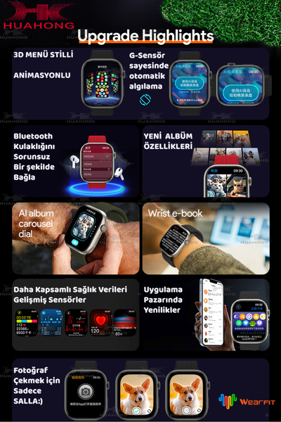 Qifit Watch Series 10 Akıllı Saat Eylül Serisi Hk 10 Pro Plus Tüm Telefonlara Uyumlu Ai Zeka G-sensör