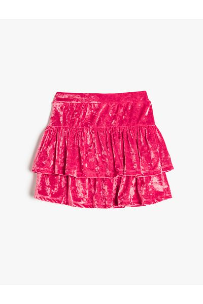Koton Layered Frilly Velvet Skirt
