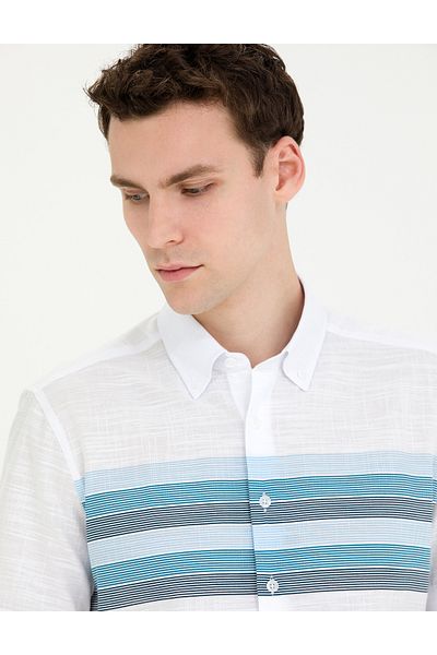 Pierre Cardin Κοντομάνικο πουκάμισο Navy Blue Slim Fit 50269452-vr033