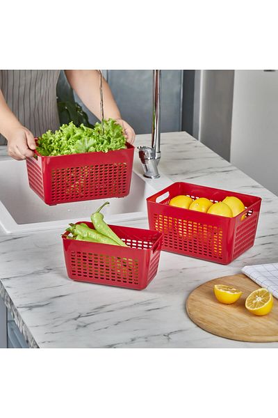 SELKA HOME Selka Lavin 2 Lt. 3 Pieces Claret Red Cabinet Organizer