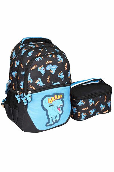 Relaxion Τσάντα Δημοτικού Σχολείου Blue Dinosaur with Lunch Box 1350-23