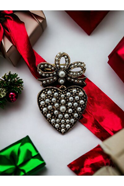 FAYRA ACCESSORIES İncili Kalp Broş